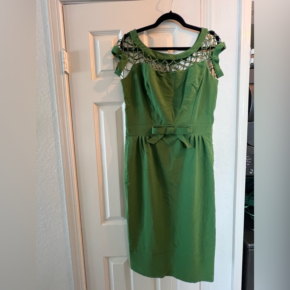 Tatyana Green Embellished Tie Front Dress
